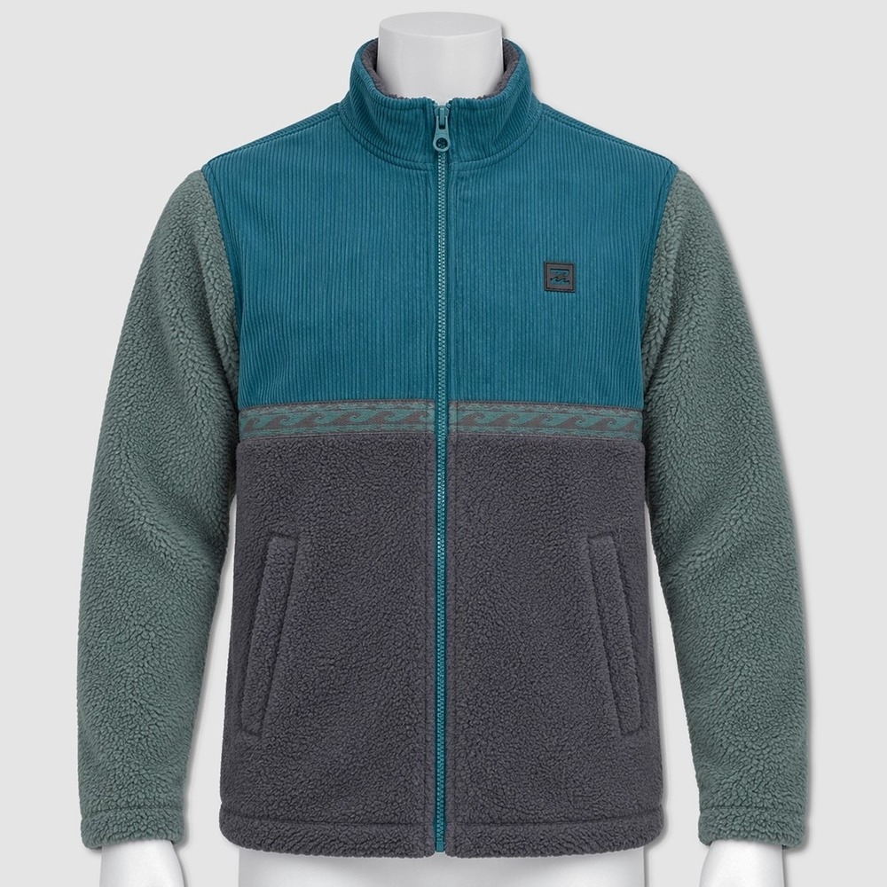 Billabong Mock Neck Sherpa Jacket - NWT Mens XL Grey / Teal / Sage - #49894-OF